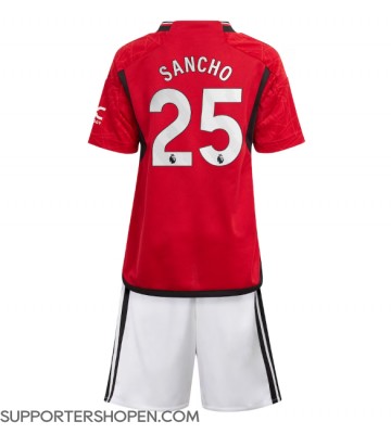 Manchester United Jadon Sancho #25 Hemmatröja Barn 2023-24 Kortärmad (+ korta byxor)